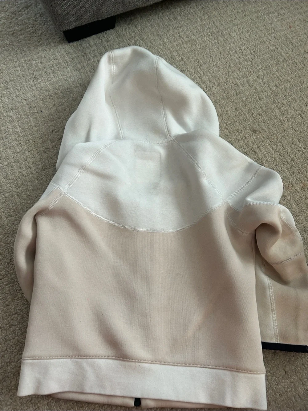 Nike Kids Hooded Full-Zip Jacket in Cream with Black Trim
